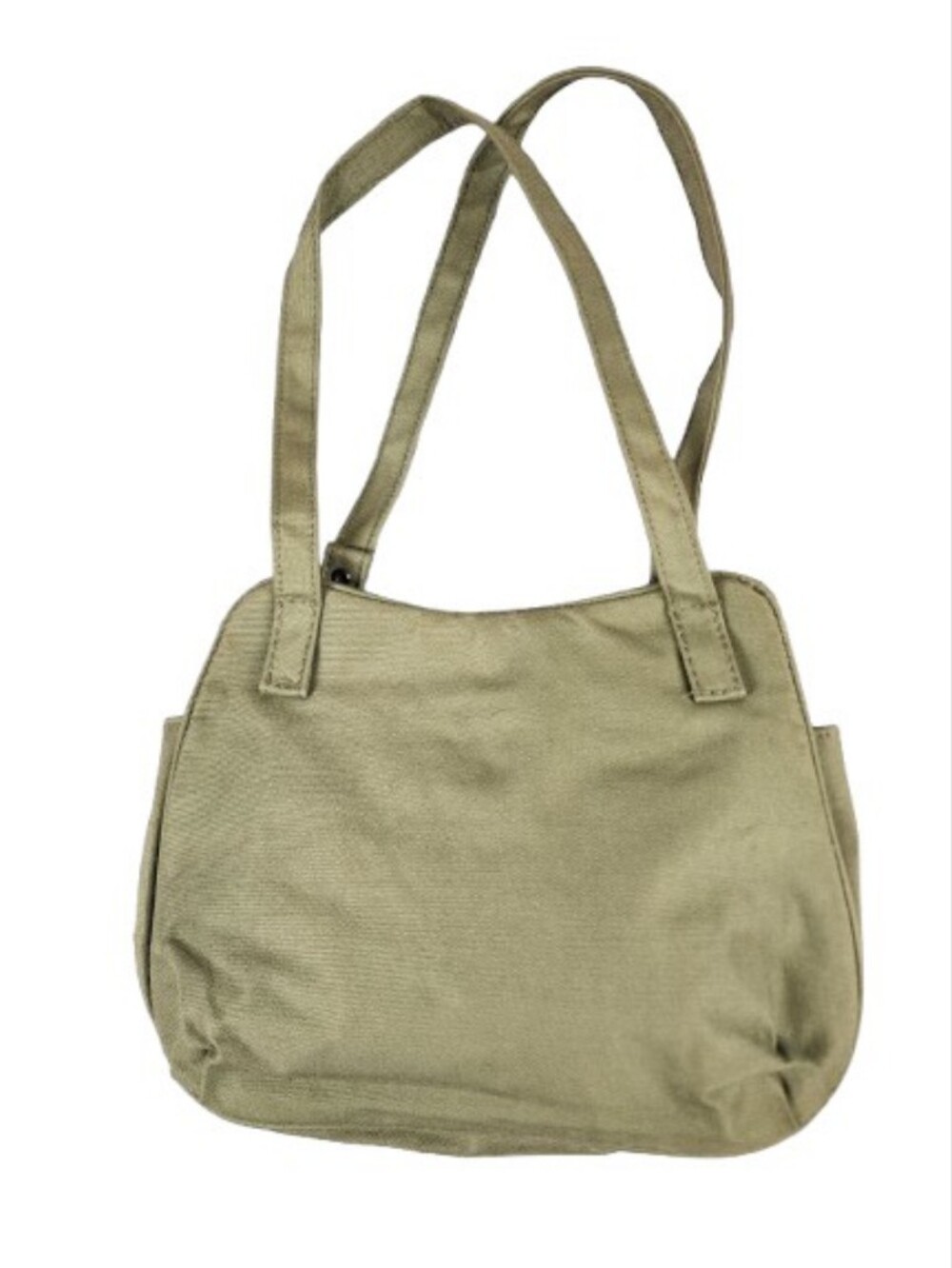 VTG Sassy Olive Canvas Shoulder Bag  Women's Tote Suede Zip Utility Wood - Picture 3 of 11